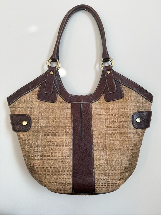 Burberry Handbags - Burberry London Raffia Dark Brown Bucket Bag